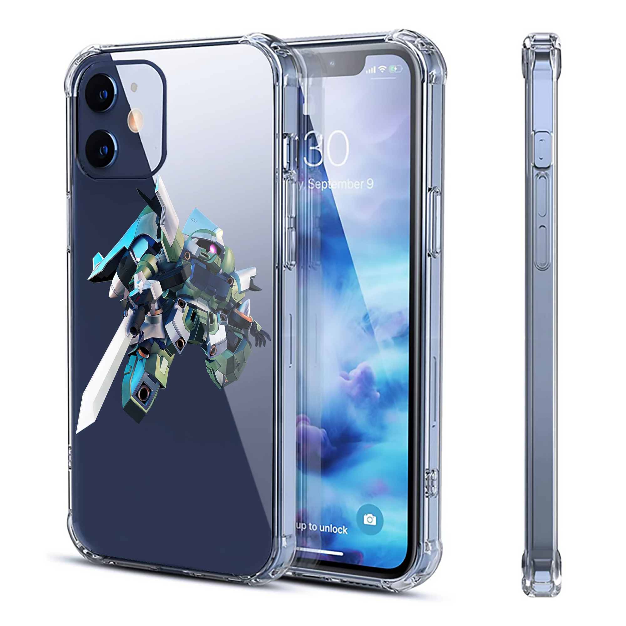（画像用） 機動戦士ガンダム Mobile Suit Gundam 【iPhone 12シリーズ対応】透明スマホケース（クリアソフトケース）